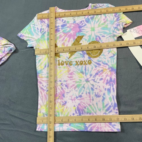 XOXO Girls Pajamas Size 10 Tie Dye Multi Color Pastel Rainbow Groovy Soft NWT - Picture 13 of 14