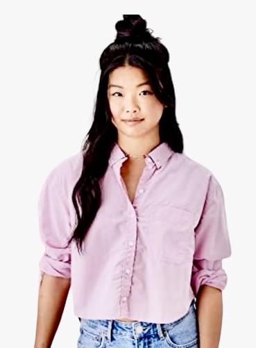 New With Tags American Eagle Women Cropped Button-Up Shirt Size XL - Picture 4 of 4