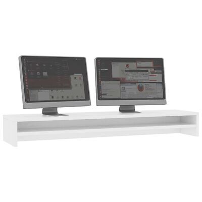 Wide Computer Monitor Stand Two Screen Riser for Desk PC 100x24x13cm White - Picture 3 of 7