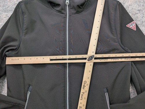 Guess Jacket Women Small Black Softshell Hooded Rain Full Zip Lightweight - Picture 7 of 15