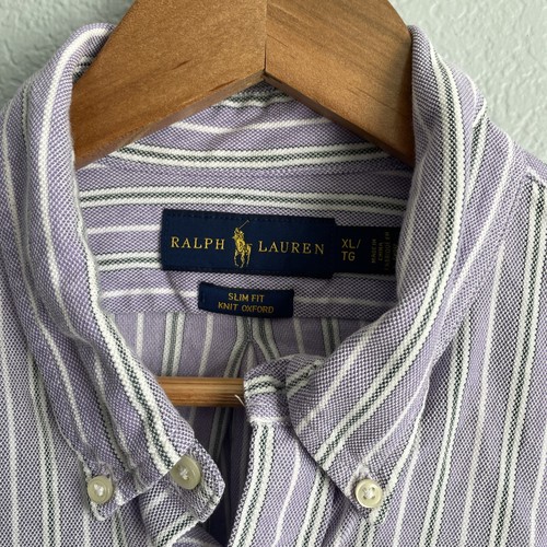 Polo Ralph Lauren Herren Lila Strick Oxford Knopfleiste Langarm Hemd Größe XL - Bild 2 von 6