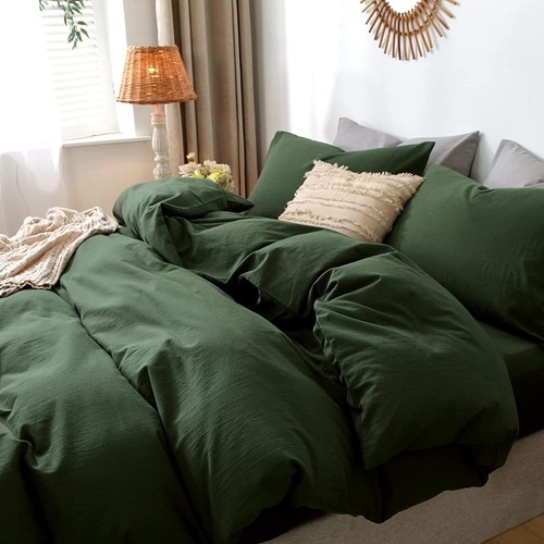 100% Washed Cotton Linen Textured Breathable Durable Soft Bedding Duvet Cover - Picture 60 of 102