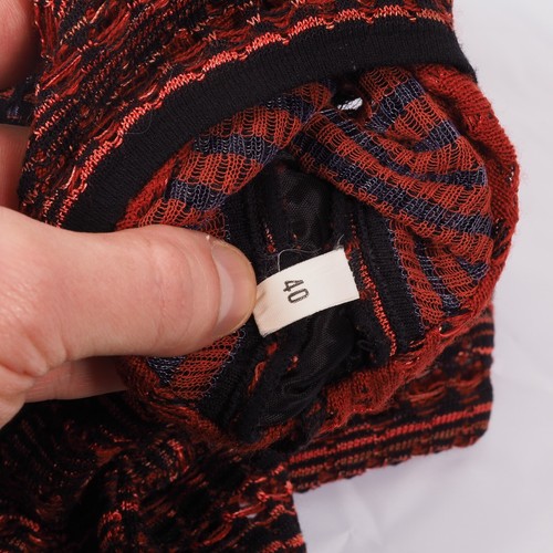 Missoni Vtg Women's Red Black Mesh Knit Fit & Flare Mini Dress Size IT 40 / US 4 - Picture 9 of 12