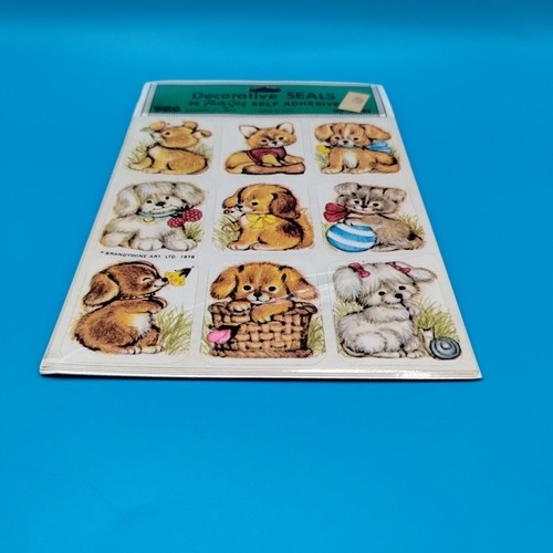 Vintage Eureka süße Welpen Hunde Aufkleber Weinbrand Kunst 4 Blatt beschädigte Verpackung - Bild 8 von 11