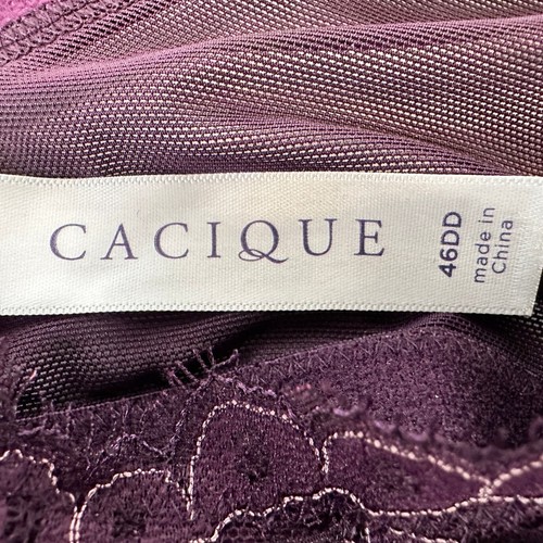 46DD Underwire Bra Lace Plunge Lane Bryant Cacique Plum 4 Hook Back Closure NEW - Picture 5 of 12