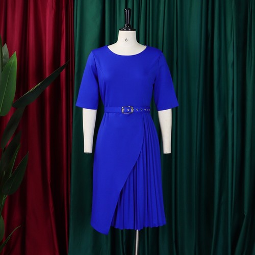 Vestido midi para mujer ceñido al cuerpo de media manga años 50 vintage fruncido envolvente trabajo iglesia - Imagen 10 de 72