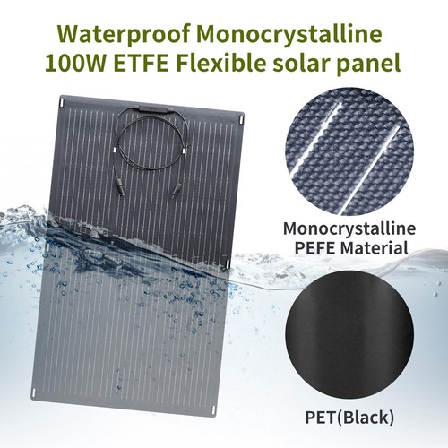 Panel Solar Flexible 100W 25,5V Módulo Solar Célula Solar para Autocaravana Barco Camping - Imagen 2 de 12