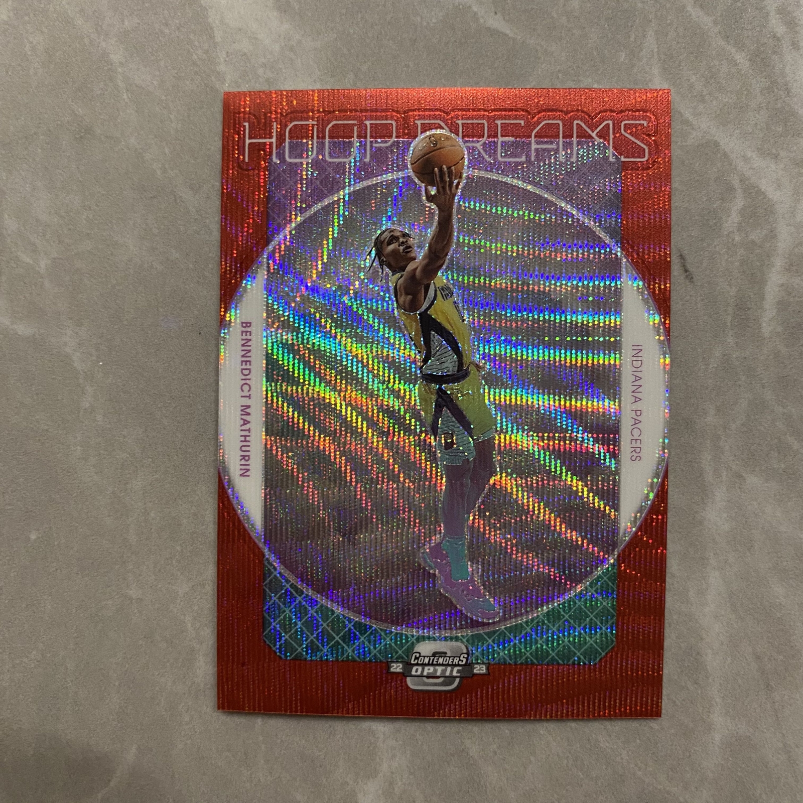 2022-23 Contenders Optic Bennedict Mathurin Hoop Dreams red wave Prizm RC #13