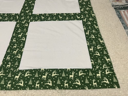 BLANK QUILT TOP DEER TREES AND SNOW FLAKES. - Picture 3 of 3