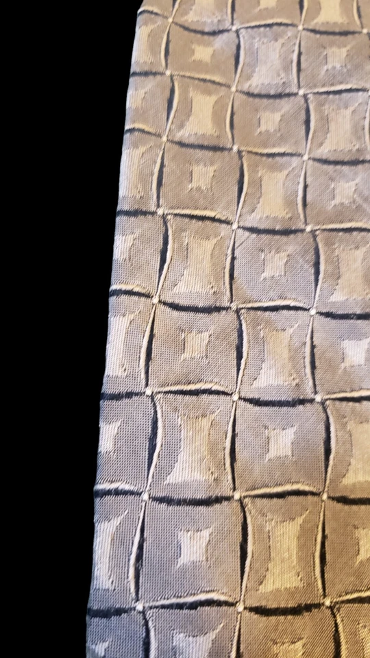 Corbata Louis Roth 100 % seda tostada negra geométrica de negocios para hombre sin etiqueta Foto 2 de 4