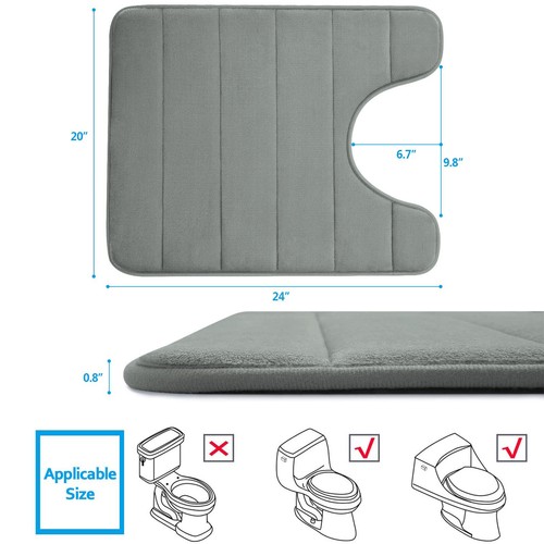 U Shaped Anti Slip Memory Foam Toilet Floor Mat Bath Pedestal Pad Contour Rug UK - Picture 26 of 52