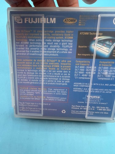 Fujifilm DLTtape IV 1/2" Data Tape 40GB/80GB DLT8000 Magnetic Storage Backup - Photo 2/2