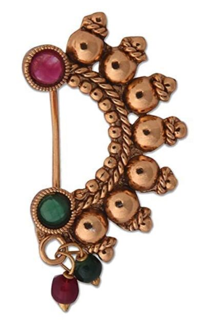 Indisch Traditionell Maharashtrian Stil Vergoldet Nosepin für Damen Und Girls Indisch Traditionell Maharashtrian Stil Vergoldet Nosepin für Damen Und Girls