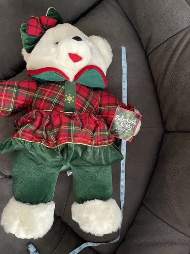 Vintage - 1999 DanDee Snowflake Teddy, 20" White Christmas Bear Dressed Plush - Picture 8 of 9