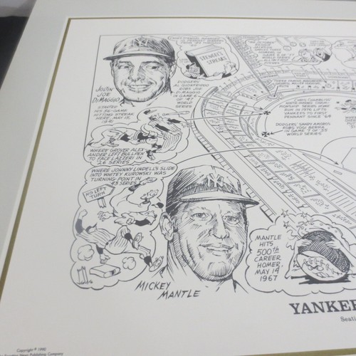 1990 Sporting News 16x22 Litho by Amadee Yankee Stadium Ruth/Mantle - Picture 2 of 3