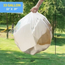 33 GALLON HDPE CAN LINER 33" X 39", CORELESS ROLLS 250 COUNT