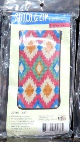 Alice Peterson Stitch & Zip Eyeglass Case Self Finishing Kit Needlepoint Canvas - Picture 2 of 9