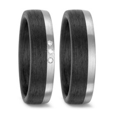 Titanfactory Palladium Trauringe 59317 mit Carbon 3 Brill. ges. 0.03 ct. w/si
