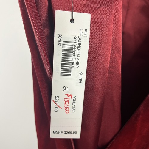 Laundry by Shelli Segal Kleid 2 rot Samt Satin zum Binden Schmuck Akzent Urlaub neu mit Etikett - Bild 8 von 9
