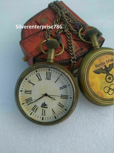 Orologio da taschino Ottone Antico Berlino 1936 Orologio Regalo per Uomo, Regalo Olimpico, - Foto 3 di 3