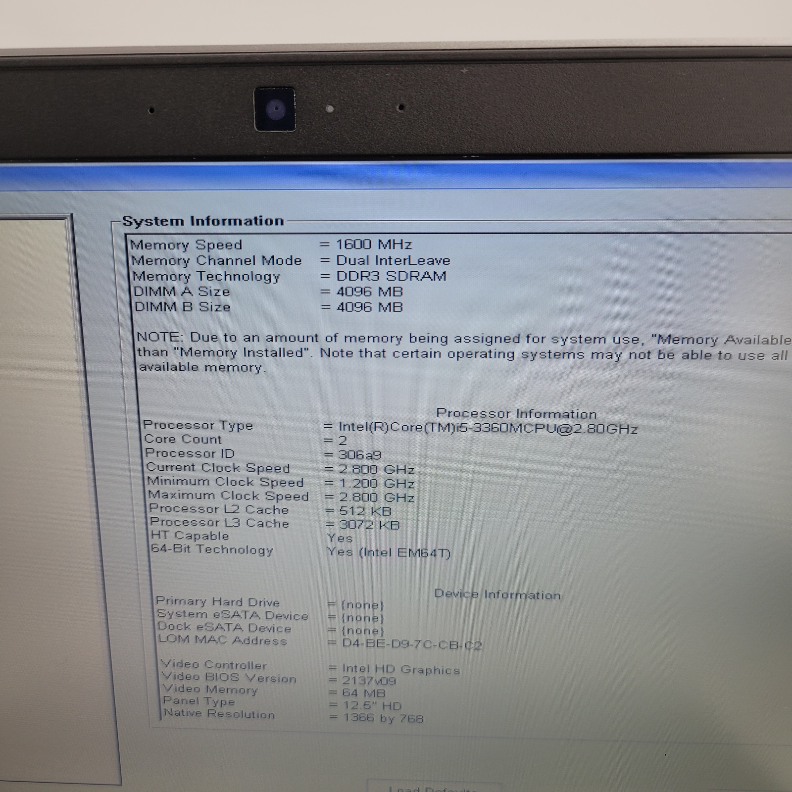 DELL Latitude E6230 Core i5-3360M 2.8.0GHz 8GB RAM No HDD 12.5"- Boot to Bios - Picture 10 of 13