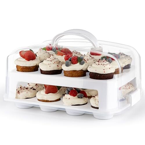 Cupcake Carrier 24 Count - Sturdy Cupcake Holder White - 24 Cupcake Carrier - Picture 2 of 8