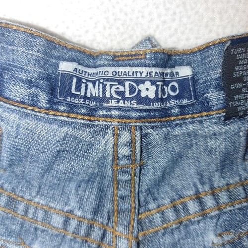 Y2K Limited Too Girls Jeans Size 12 Embroidered Patches Roll Tab Legs Pockets - Picture 12 of 16