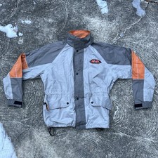 Harley-Davidson Men's Large Hooded Packable Rain Jacket Gray Orange
