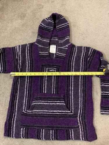 Mexican Poncho Medium Unisex Baja Hoodie Surfer Skater Drug Rug Purple - Picture 10 of 13