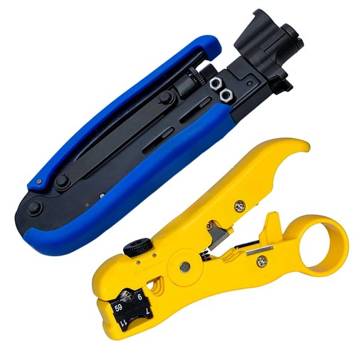 Coax Cable Crimper Kit Coaxial Compression Tool Adjustable Rg6 Rg59 Rg11 755 757 - Picture 2 of 7