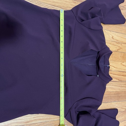 Eliza J NWT Purple V-Neck Choker Collar Bell-Sleeve Mini Dress Size 14 - Picture 6 of 7