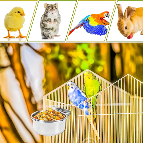 2 Pack Stainless Steel Bird Feeding Dish Cups Bird Feeder with Clamp for Cage - Picture 6 of 7