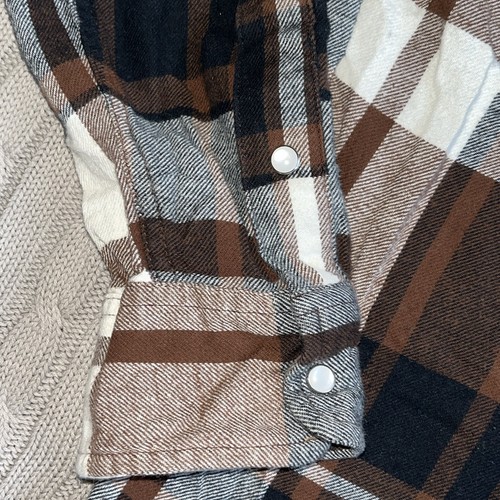 Levi's Flannel Shirt Men LARGE BROWN Plaid Pearl Snap Western BRUSHPOPPER RODEO - Picture 6 of 15