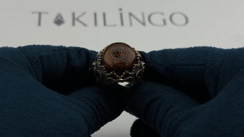 Anillo islámico escrito para hombre Ayat ul Kursi de plata esterlina 925 sólida con motivo de león - Vídeo 1 de 1