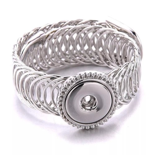 Women Snap Bracelet Fit 18mm Button Snaps Bangle Metal Charms Silver Jewelry Us - Picture 20 of 24