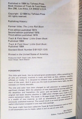 Track & Field News' Little Gold Book w/ Tables + Other Data. 1984 - Picture 5 of 5