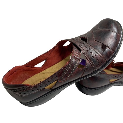 Clarks Womens 8N Ashland Spin Q Slip On Leather Shoes Oxblood Red 26065651 - Bild 7 von 17