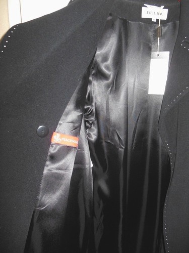 Delba Manteau mélange long de cachemire pour en 44 Sz blanche noir Nwt Italy femmes couture r8ZF8n