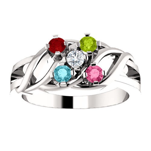 14K Solid Gold Mother's Ring 1 to 6 Birthstones, Mothers Day Jewelry Ring - Picture 57 of 71