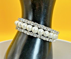 Dazzling Rhinestone and Faux Pearl Adjustable Bracelet
