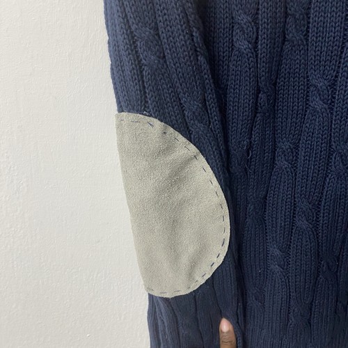 Lands' End Drifter Sweater Cable Knit Fisherman Preppy Academia Blue Boys Large - Picture 6 of 10