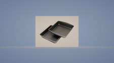 Nonstick Set of 2. 7.6" x 7.6" x 1.8" Square Cake Pan, Dark Gray Made in USA