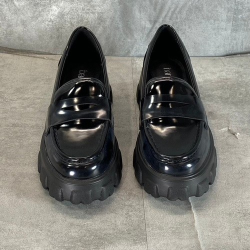 BAR III Women's Black Smooth Paz Lug-Sole Platform Slip-On Penny Loafers SZ 7.5 - 第 3/11 張圖片
