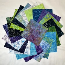 42 5" Squares ~ Royalty Tonga Batiks ~ Charm Pack, Purple, Blue ~ Timeless