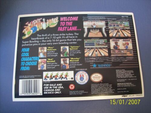 Super Bowling SNES 16 Bit Super Nintendo Vidpro Card - Picture 2 of 2