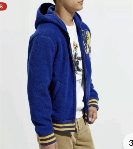 Neu mit Etikett Ralph Lauren Polo Sherpa Fleece Tiger Reißverschluss Letterman Hoodie Herren XXL $ 248 - Bild 3 von 13