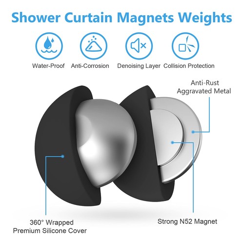 3 Pairs Shower Curtain Weights, Silicone Wrapped Magnets, Heavy Duty Magnets ... - Bild 3 von 6