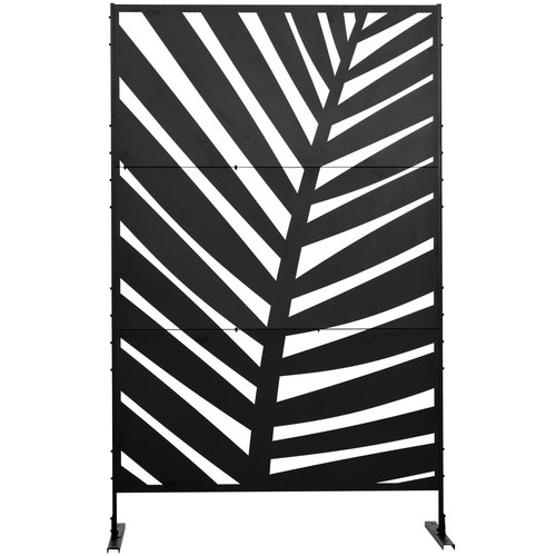 Outsunny 6.5FT Metal Outdoor Privacy Screen Panel with Stand, Banana Leaf Style - Picture 5 of 11