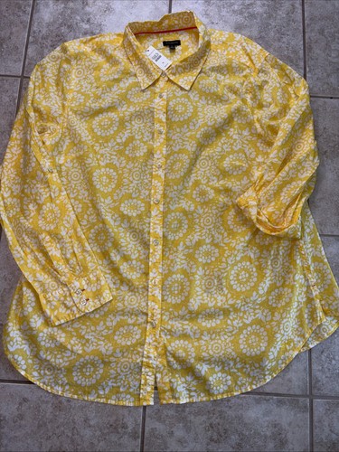 NWT Talbots 1X Yellow & White L/S Sleeve Blouse - $69.50