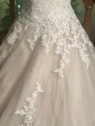 Vestido de novia Allure Romance 8 champán sin tirantes vestido de fiesta encaje red inglesa - Imagen 4 de 17